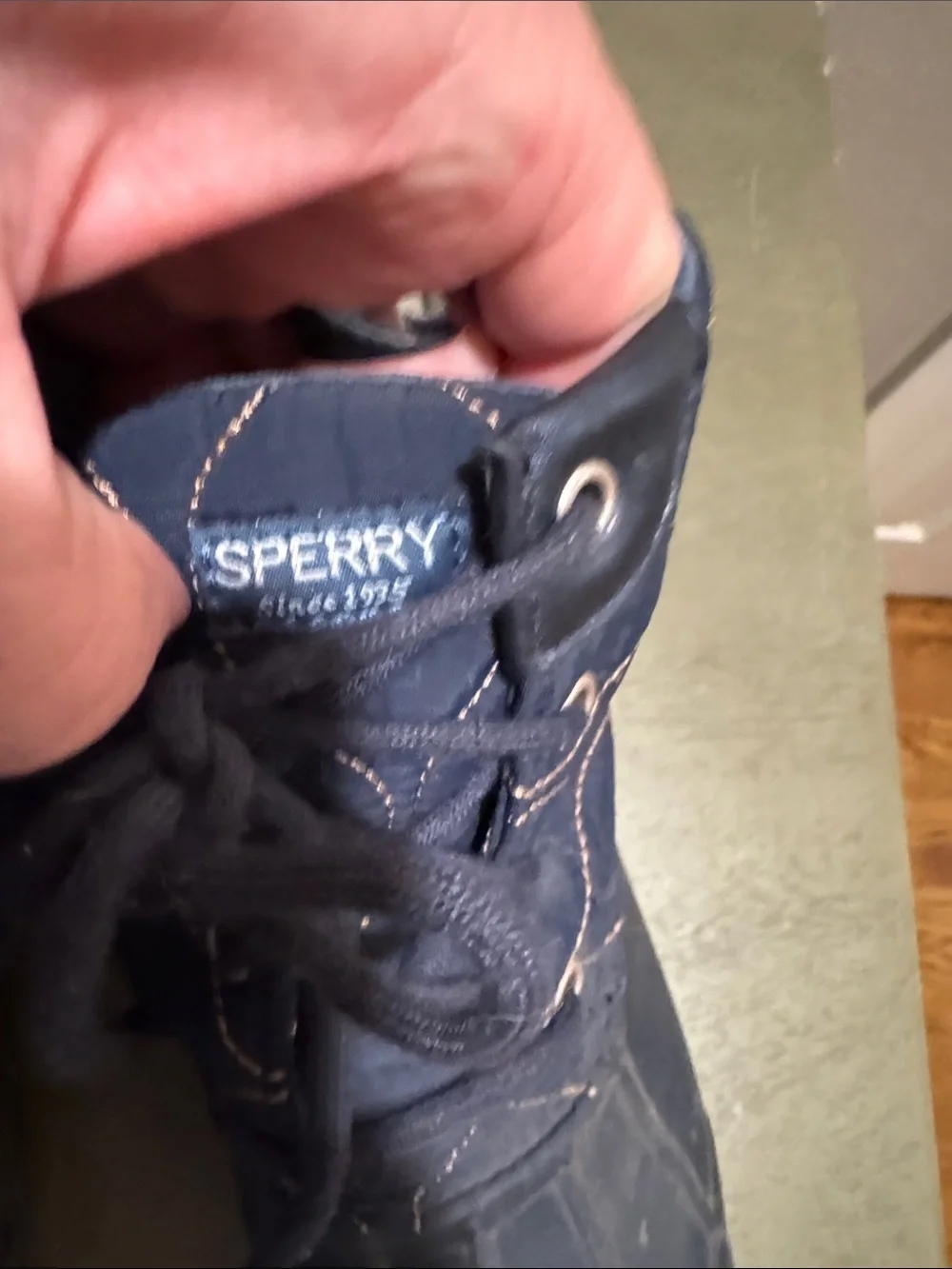 Sperry Navy Quilted Lace-Up Kids Rain Duck Boots size 2